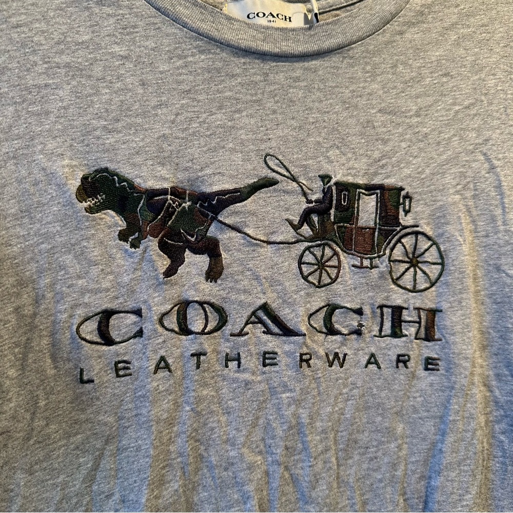 Coach Gray Embroidered Logo Short Sleeve Tee